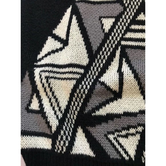 Ecote Womens Geometric Pattern Oversize Pullover Sweater Black Gray Small S - Picture 6 of 12
